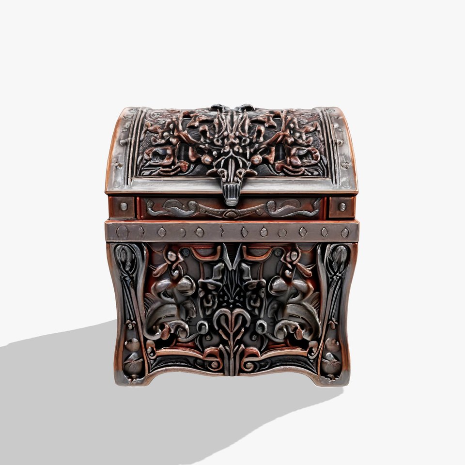 Dark Fantasy Intricately Carved Treasure Chest Model